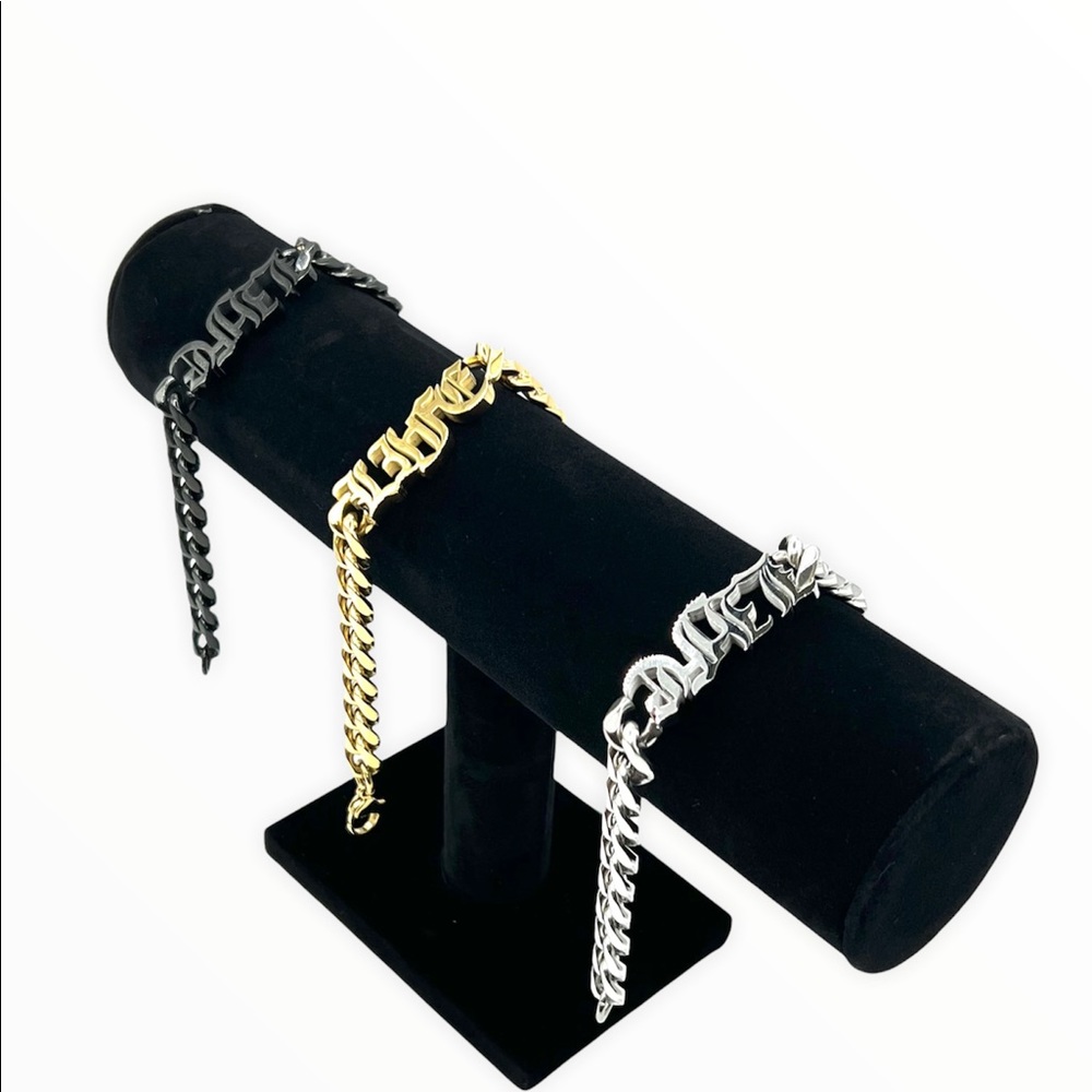 Mens Cuban link bracelet gold, white gold or black